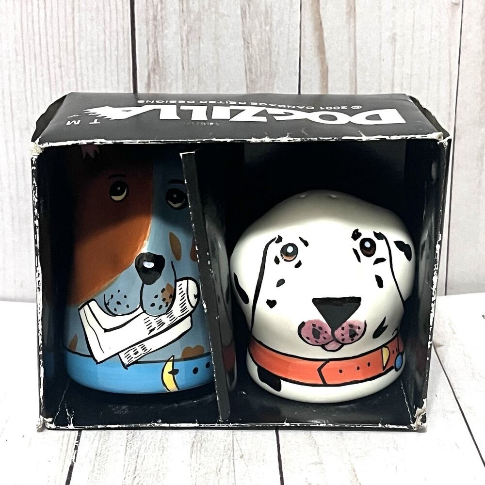 Dogzilla Salt & Pepper Shaker Set Blue Dog & Dalmatian